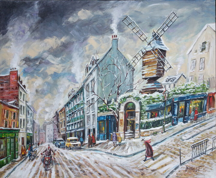 「Le Moulin de La Gal…」というタイトルの絵画 Eric Raimbaultによって, オリジナルのアートワーク, アクリル ウッドストレッチャーフレームにマウント