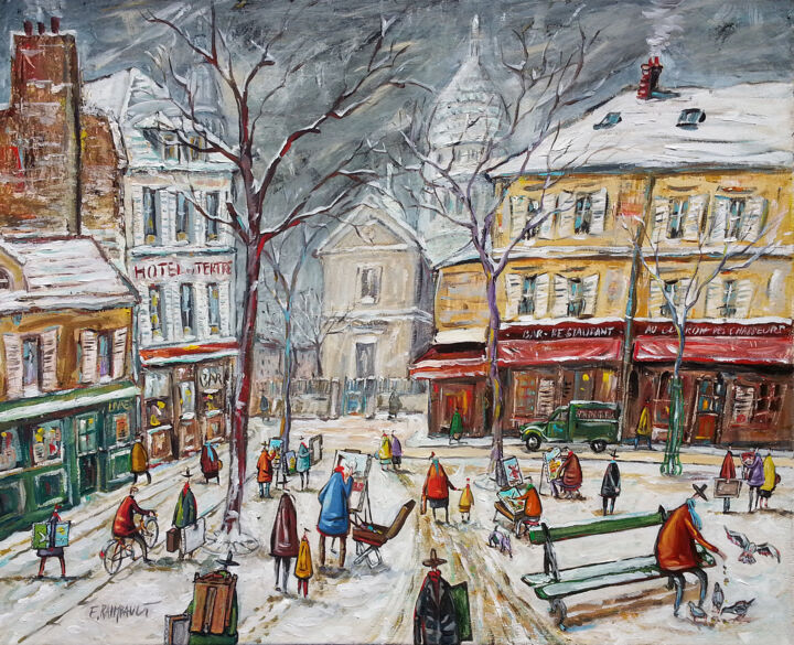 Pintura titulada "La place du Tertre…" por Eric Raimbault, Obra de arte original, Acrílico