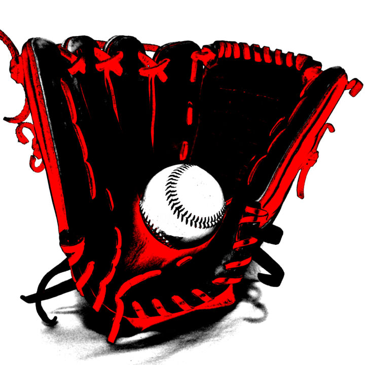 Arte digitale intitolato "Pop Art Baseball Red" da Eric Rasmusssen, Opera d'arte originale, Lavoro digitale 2D