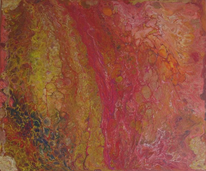 Painting titled "Volcano > 38 x 46 cm" by Eric Schauer, Original Artwork, Acrylic
