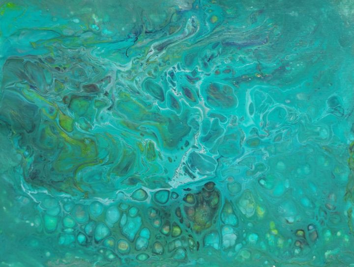 Painting titled "Green Blood Cells" by Eric Schauer, Original Artwork, Acrylic