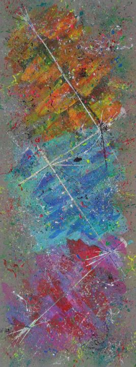 Schilderij getiteld "Holi Fest > 80 x 30…" door Eric Schauer, Origineel Kunstwerk, Acryl