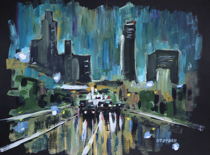 Pintura titulada "In the city 1" por Eric Stephan, Obra de arte original, Acrílico