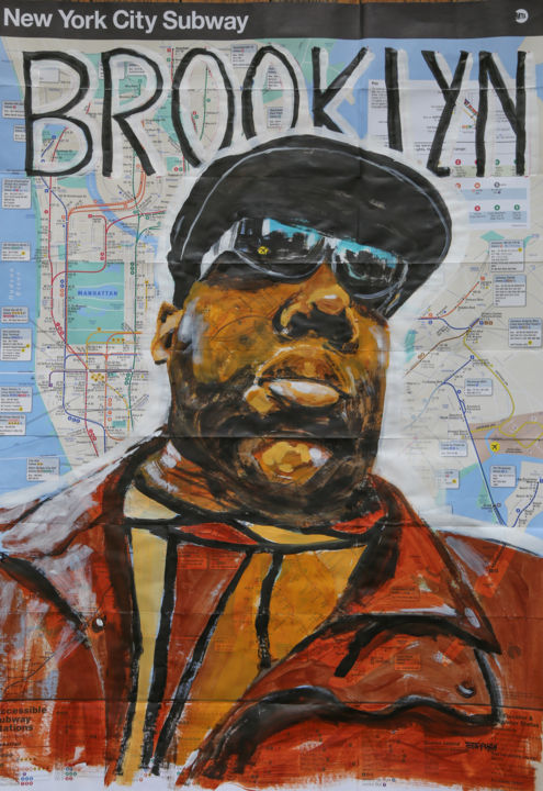 Painting titled "Brooklyn biggie" by Eric Stephan, Original Artwork, Acrylic