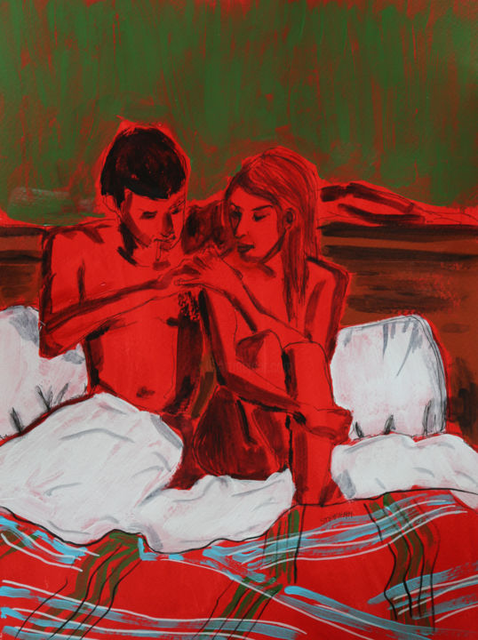Painting titled "Le Tartan" by Eric Stephan, Original Artwork, Acrylic