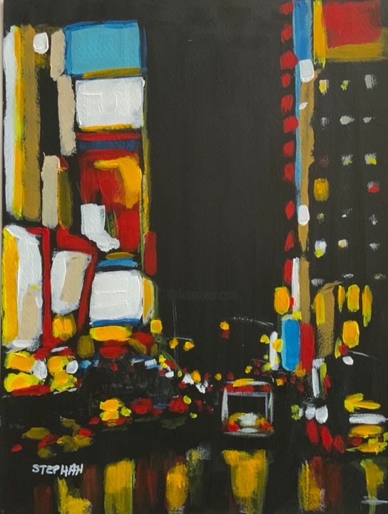 Peinture intitulée "Times square" par Eric Stephan, Œuvre d'art originale, Acrylique