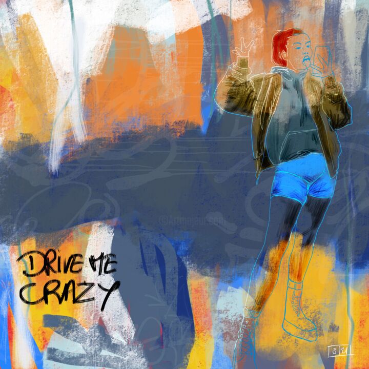 Arts numériques intitulée "Drive Me Crazy #2" par Eric Stephan, Œuvre d'art originale, Peinture numérique Monté sur Autre pa…