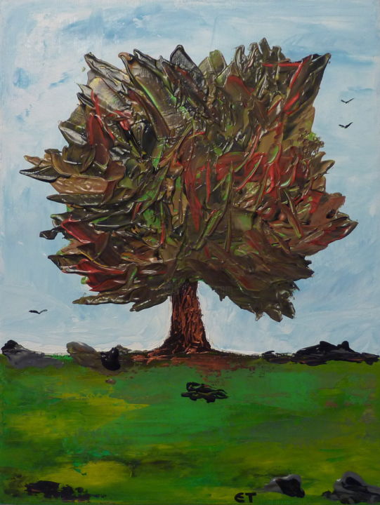 Peinture intitulée "L'arbre-feuille" par Eric Taboureau (Donekk), Œuvre d'art originale, Acrylique