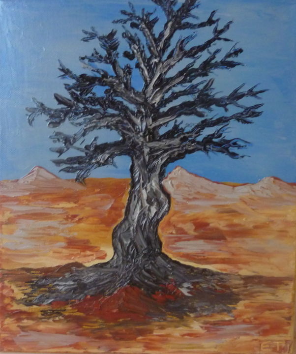 Malerei mit dem Titel "African tree" von Eric Taboureau (Donekk), Original-Kunstwerk, Öl