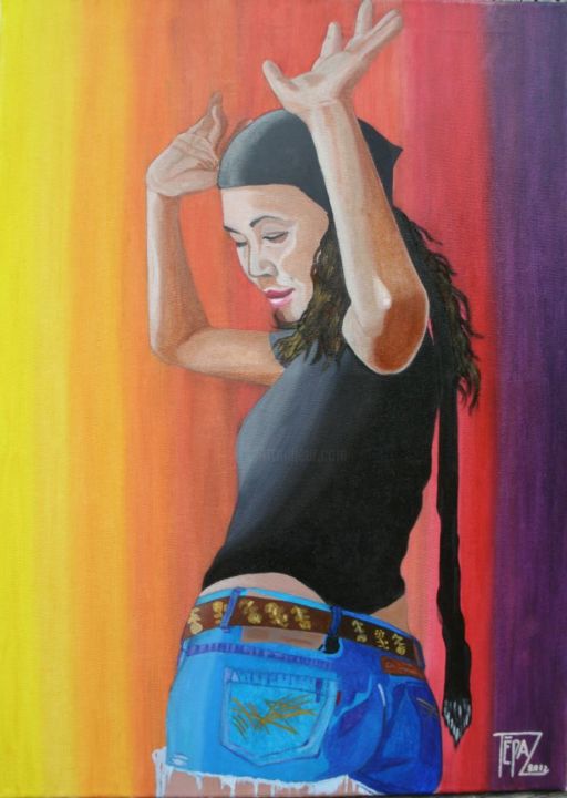 Painting titled "Danseuse Thaï" by Tépaz, Original Artwork