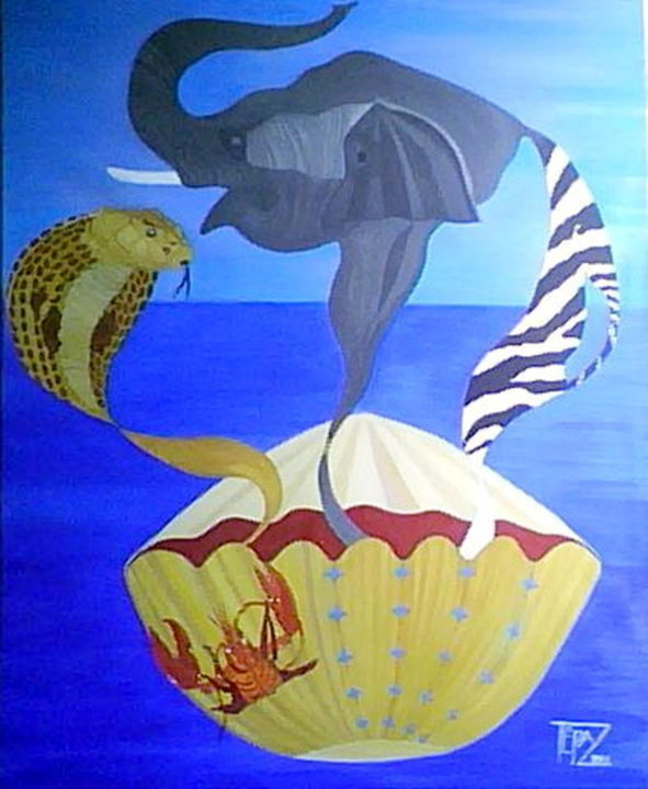 Painting titled "Animalia" by Tépaz, Original Artwork