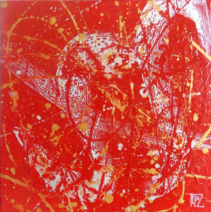 Pintura intitulada "Rouge I" por Tépaz, Obras de arte originais, Acrílico