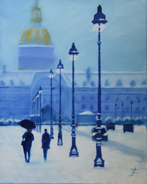 Malerei mit dem Titel "Au cœur de l'hiver" von Eric Turlot Paintings, Original-Kunstwerk, Öl