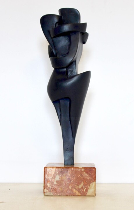 Sculpture intitulée "Le câlin bleu" par Eric Vialla (Tweak), Œuvre d'art originale, Bronze