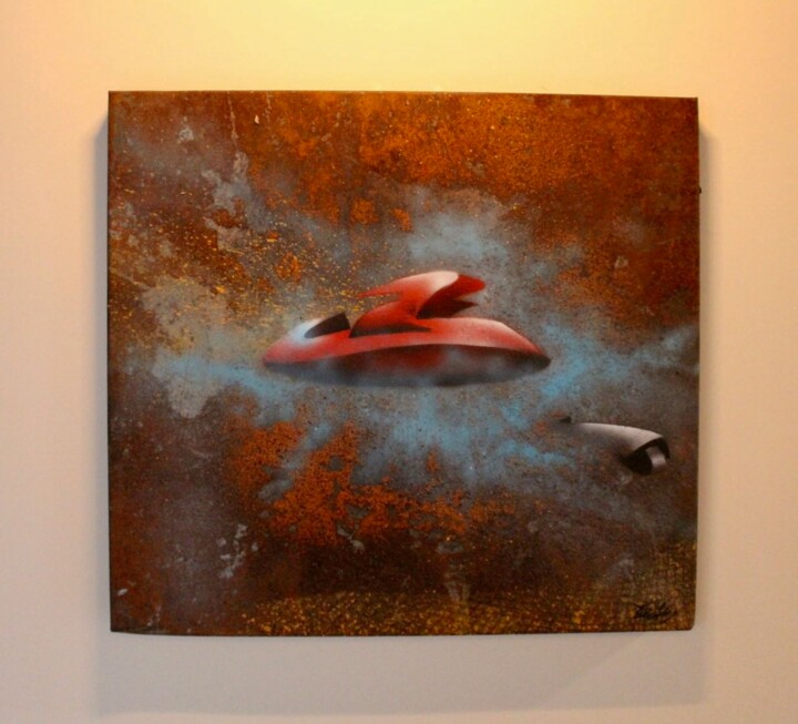 Painting titled "Spaceship" by Eric Vialla (Tweak), Original Artwork, Spray paint