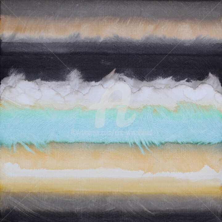 Schilderij getiteld "Composition colorée…" door Eric Winzenried, Origineel Kunstwerk, Aquarel Gemonteerd op Frame voor houte…