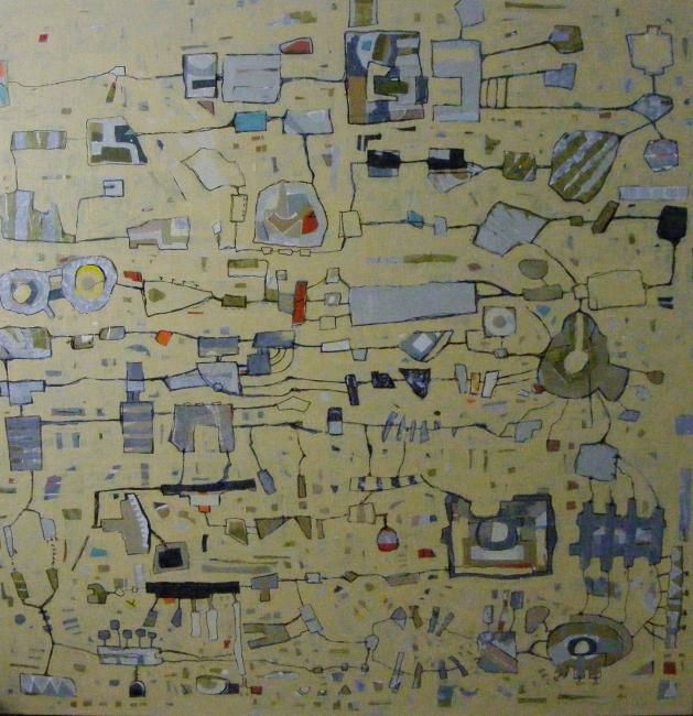 Painting titled "Electronic Circuit…" by Ericamiga, Original Artwork, Oil