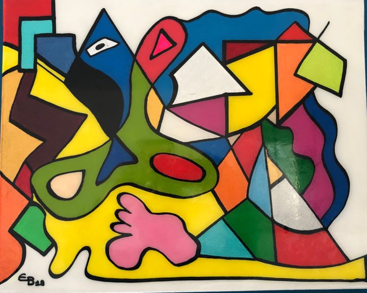 Peinture intitulée "Poisson d'Avril" par Eb19, Œuvre d'art originale, Acrylique