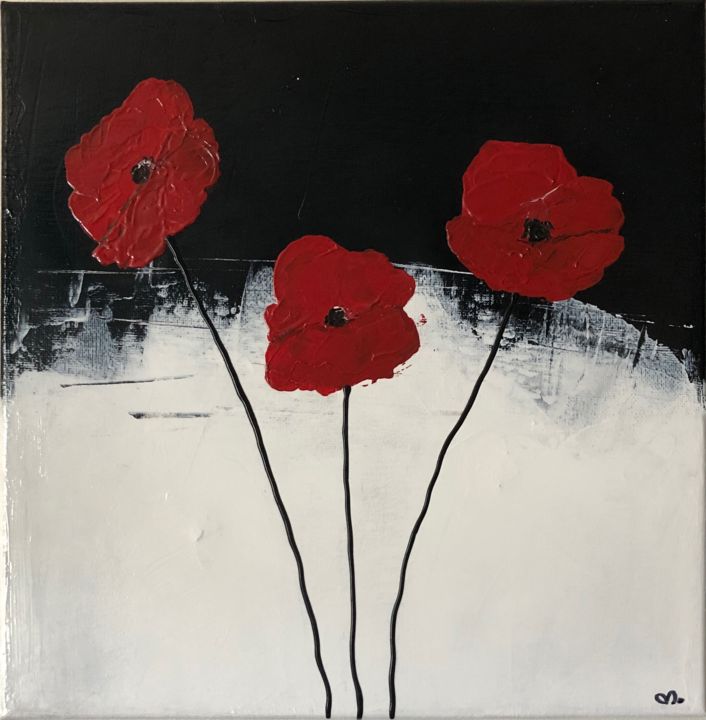 Peinture intitulée "Mes coquelicots" par Eb19, Œuvre d'art originale, Acrylique