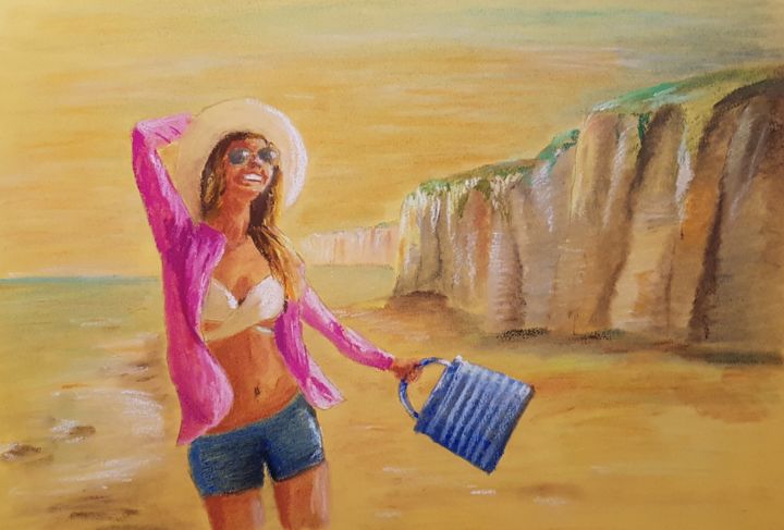 Drawing titled "Falaises de Normand…" by Eric Audry, Original Art, Pastel