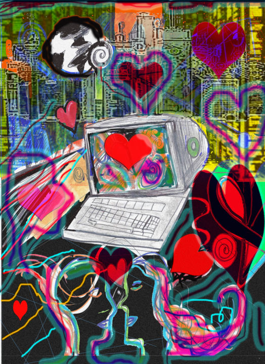 Digital Arts titled "Computer Love" by Eric Bustos, Original Artwork, 2D Digital Work