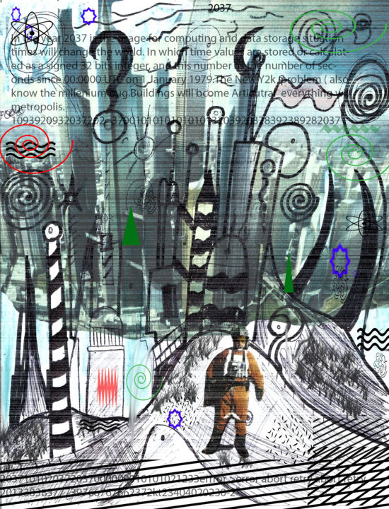 Grafika cyfrowa / sztuka generowana cyfrowo zatytułowany „Articutral Metropol…” autorstwa Eric Bustos, Oryginalna praca, 2D…