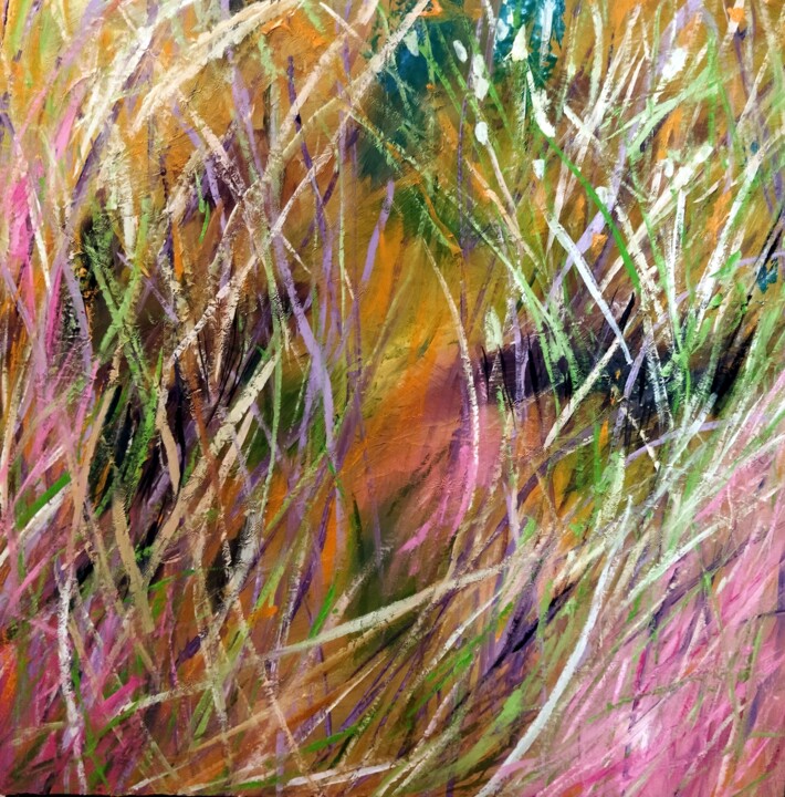 Peinture intitulée "etude champs" par De, Œuvre d'art originale, Huile