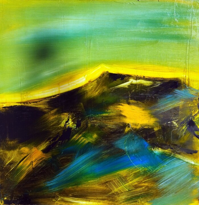 Painting titled "paysage abstrait 12…" by De, Original Artwork, Oil