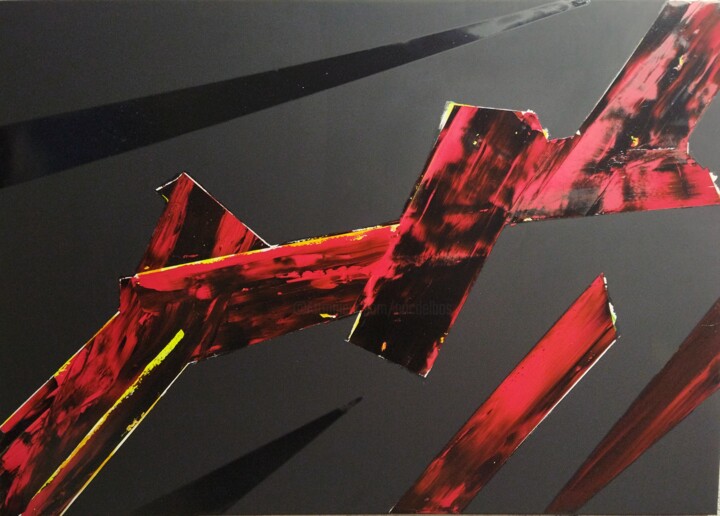 绘画 标题为“abstract 6 rouge 20…” 由De, 原创艺术品, 油