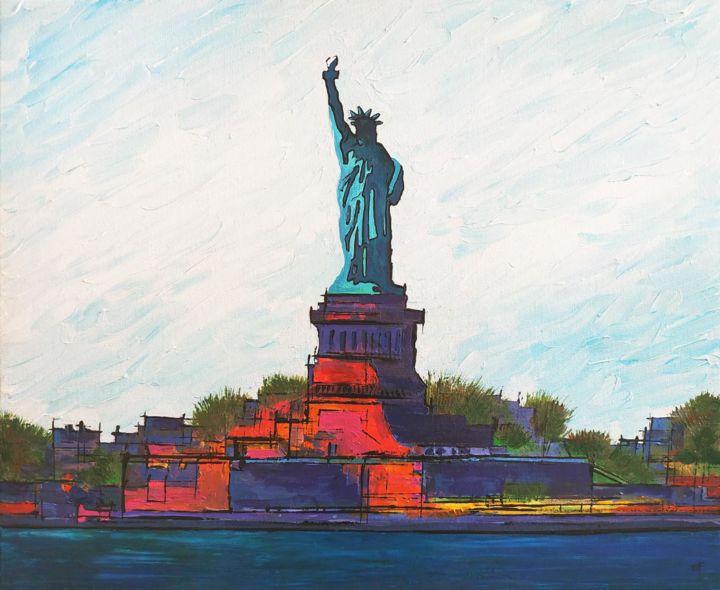 Peinture intitulée "Statue de la Liberté" par Eric F, Œuvre d'art originale, Acrylique