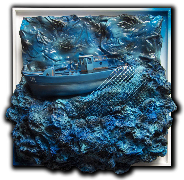 Design titled "Bateau de pêche" by Peintre Design 3d Toulousain, Original Artwork, Accessories