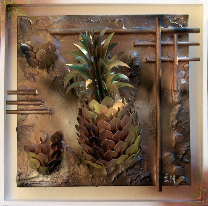 Design intitulée "Ananas" par Peintre Design 3d Toulousain, Œuvre d'art originale, Accessoires