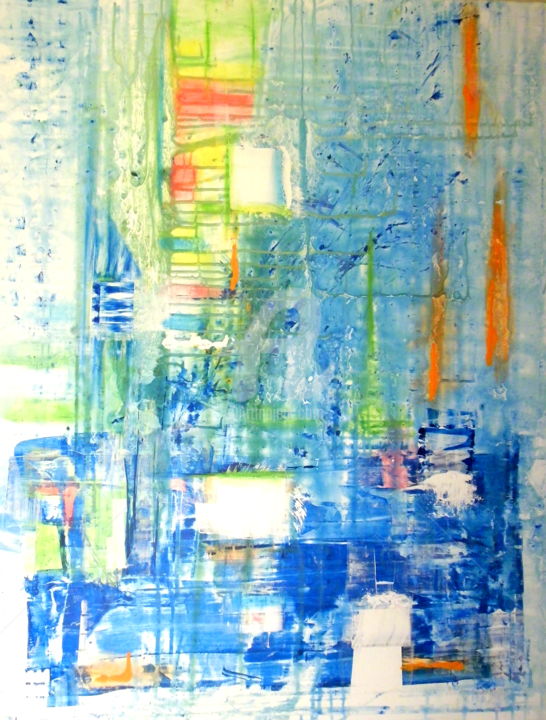 Painting titled "blau-vision I" by Erich Kleine, Original Artwork, Oil