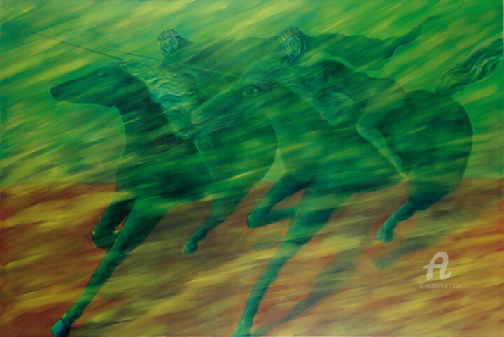 Pintura titulada "Riders on the storm" por Erich Kraft, Obra de arte original, Oleo