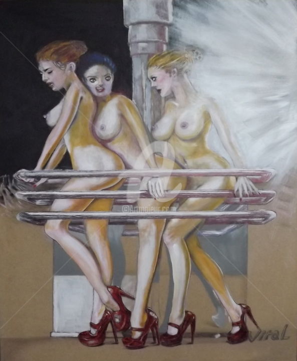 Malarstwo zatytułowany „Les Trois Grâces” autorstwa Vital, Oryginalna praca, Akryl