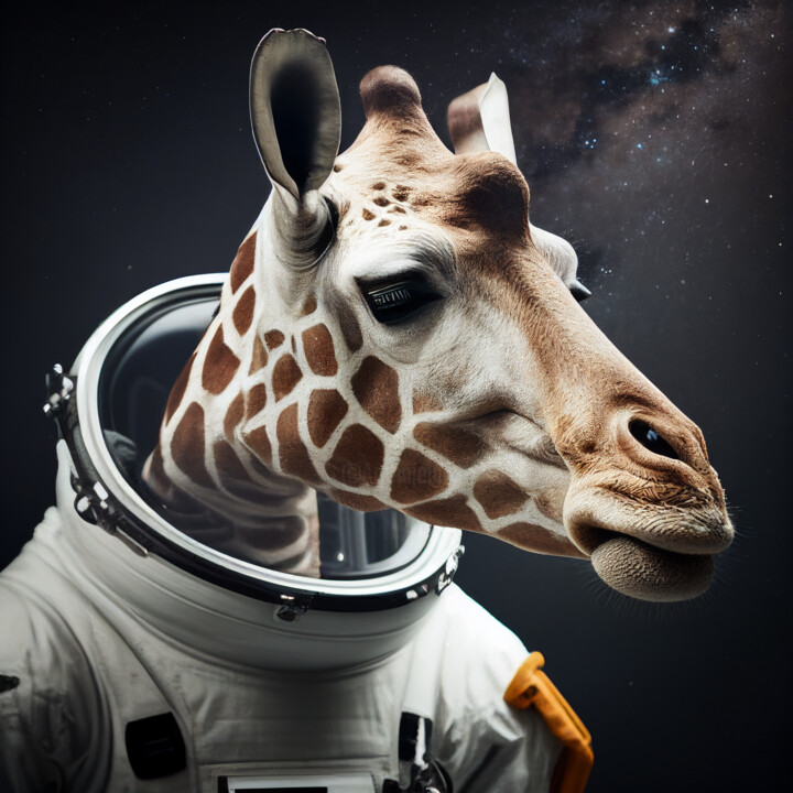 Arte digitale intitolato "la drôle de girafe…" da Erick Philippe (eikioo), Opera d'arte originale, Immagine generata dall'IA