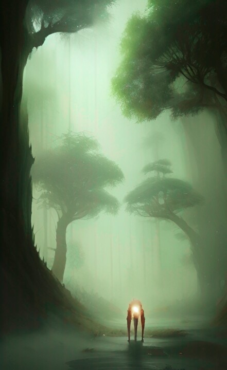 Arte digitale intitolato "la forêt enchantée…" da Erick Philippe (eikioo), Opera d'arte originale, Immagine generata dall'IA