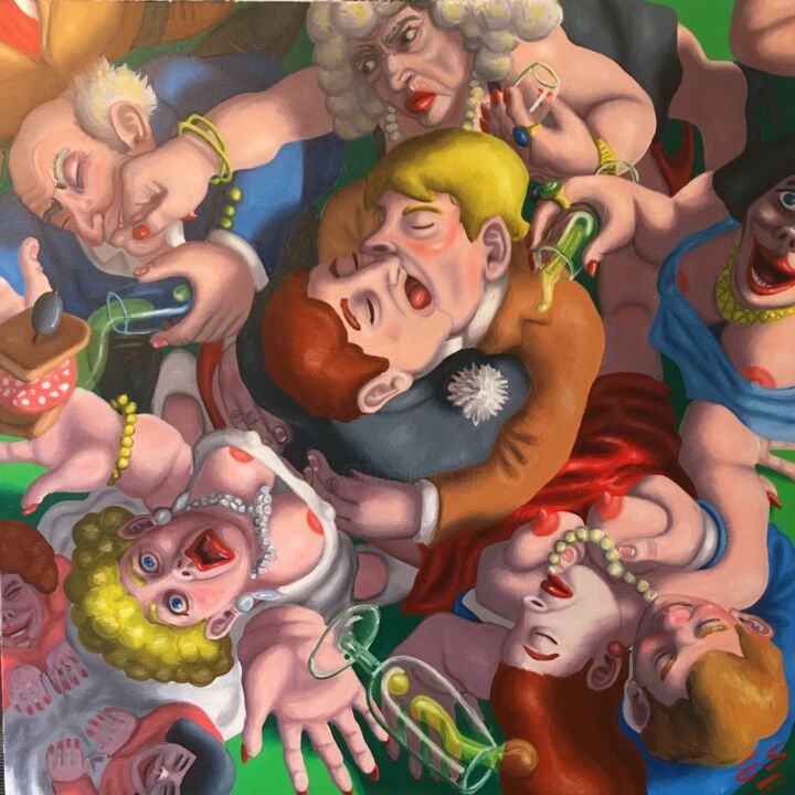 Pintura titulada "TOUS MES VOEUX !2" por Erick Seror, Obra de arte original, Oleo Montado en Bastidor standard