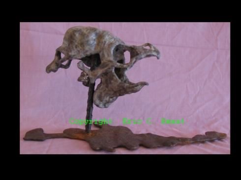 Sculpture titled "Hawk / Human Transf…" by Broken Vulture Art, Original Artwork, Metals