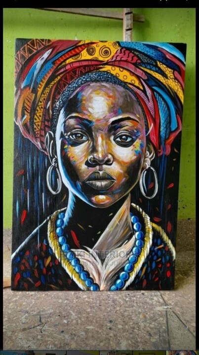 Painting titled "African beuty" by Erickson Ithongo, Original Artwork, Acrylic