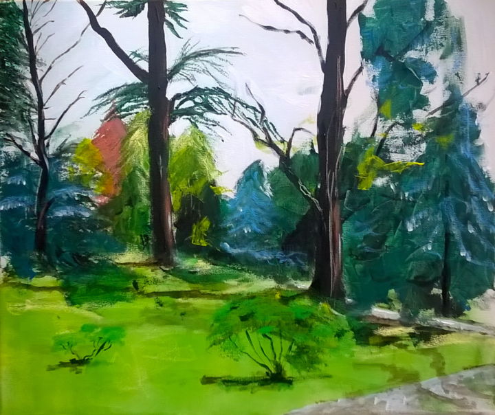 Painting titled "le parc 2" by Eleonor, Original Artwork, Acrylic