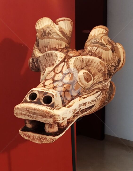 Sculpture intitulée "Quetzalcoatl" par Eric Rodriguez Sculpture, Œuvre d'art originale, Bois