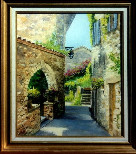 Painting titled "rue de provence" by Eric Sabatier, Original Artwork, Oil