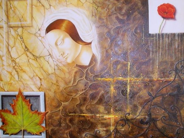 Peinture intitulée "femme de profil II" par Eric Sabatier, Œuvre d'art originale, Huile