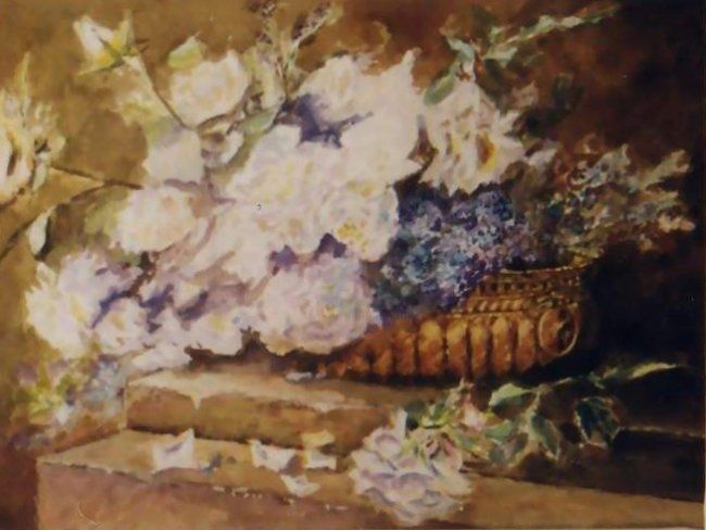 Bouquet De Roses Blanches Aquarelle Homm, Painting by Eric Sabatier |  Artmajeur