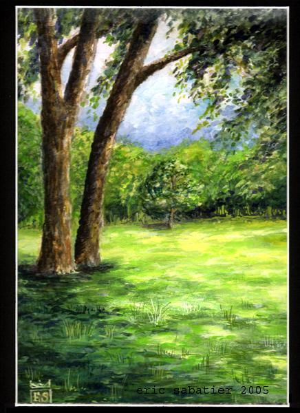 Painting titled "parc monceau" by Eric Sabatier, Original Artwork