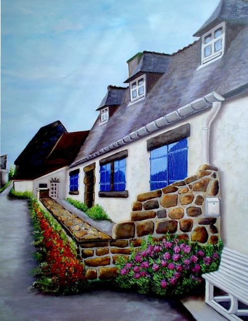 Painting titled "Kersiguenou,village…" by Eric Sabatier, Original Artwork