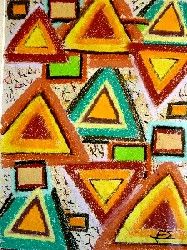 Peinture intitulée "Afro triangle" par Eric Signorino, Œuvre d'art originale, Huile