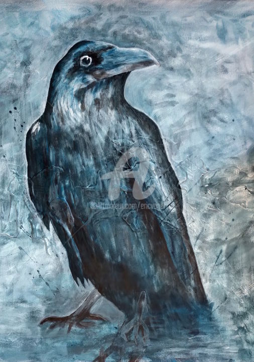 Peinture intitulée "série des corbeaux" par Eric Vogel, Œuvre d'art originale, Acrylique