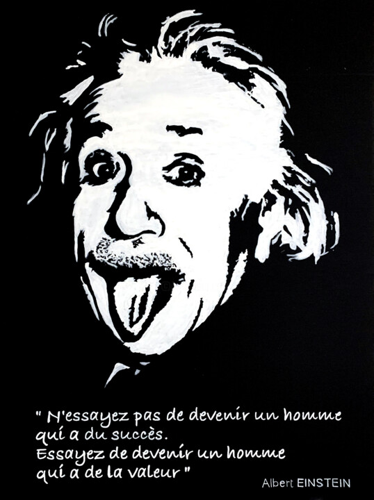 Peinture intitulée "Albert Einstein - s…" par Erik Black, Œuvre d'art originale, Acrylique Monté sur Châssis en bois